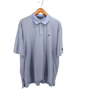 Polo Golf Ralph Lauren Mens XL Pima Cotton Striped Polo Shirt Blue Short Sleeve